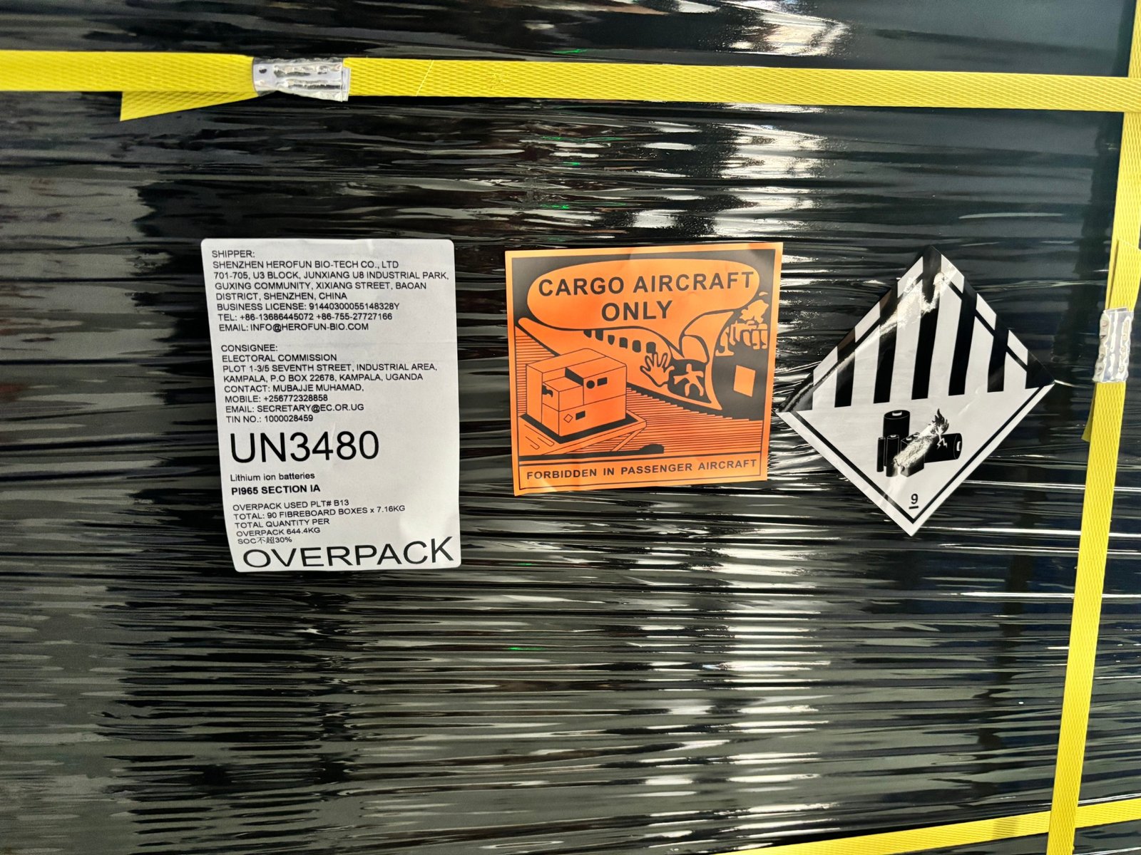 Uganda F73 UN3480 air shipment evidence