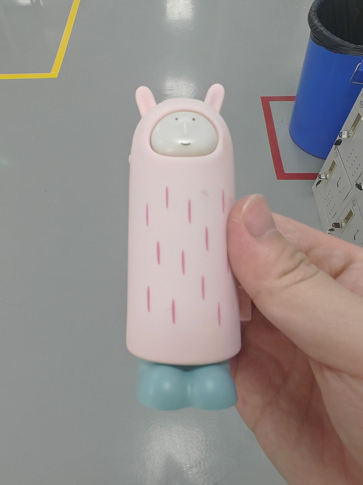 Cute pink bunny character power bank alternate physical sample view