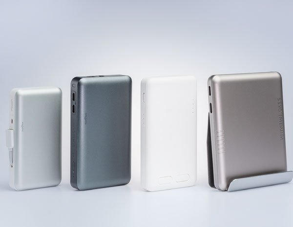 Illustrative lineup of four power bank development routes including built-in cable and magnetic models