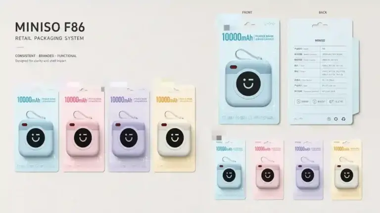 F86 retail packaging system with brand marks obscured