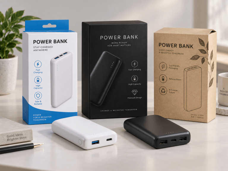 Three power bank retail packaging concepts