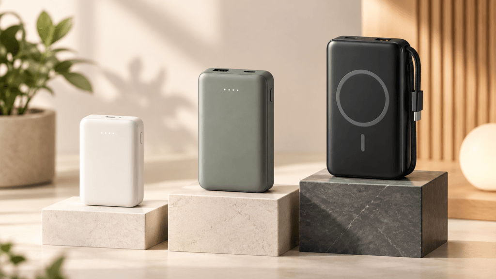 Wired built-in cable and magnetic power bank range routes