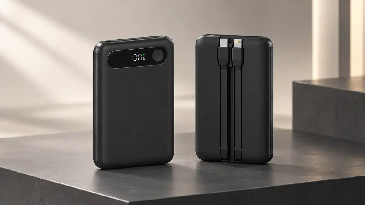 AI concept visual of the ZEROSET F100DPD platform developed for the Oteeto OP10 built-in-cable power bank project
