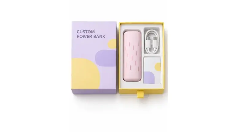 cute bunny power bank packaging hero, full composition