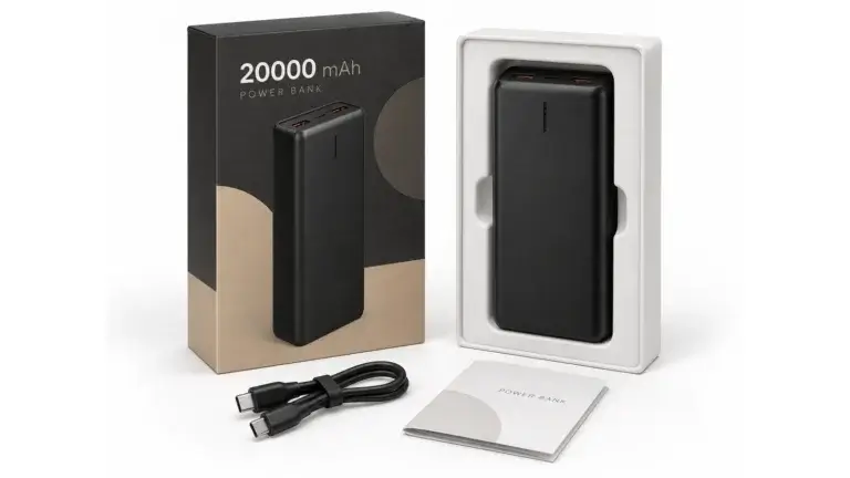 FLINQ SEVVA VOYA power bank packaging hero, full composition