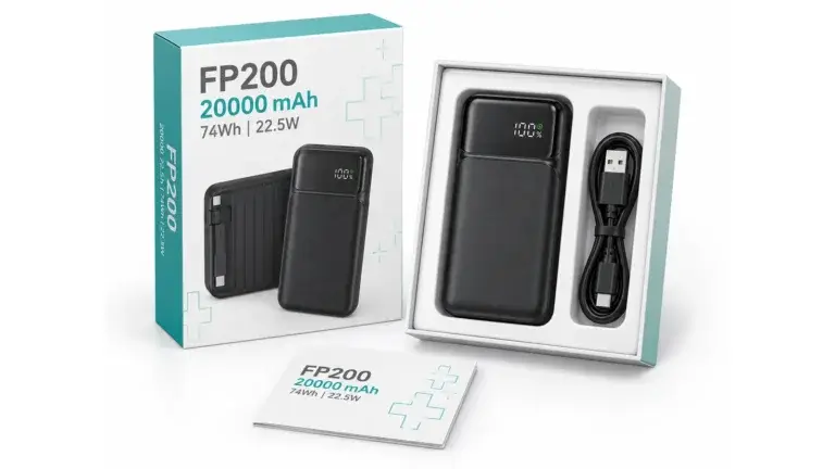 government health fp200 power bank packaging hero, full composition