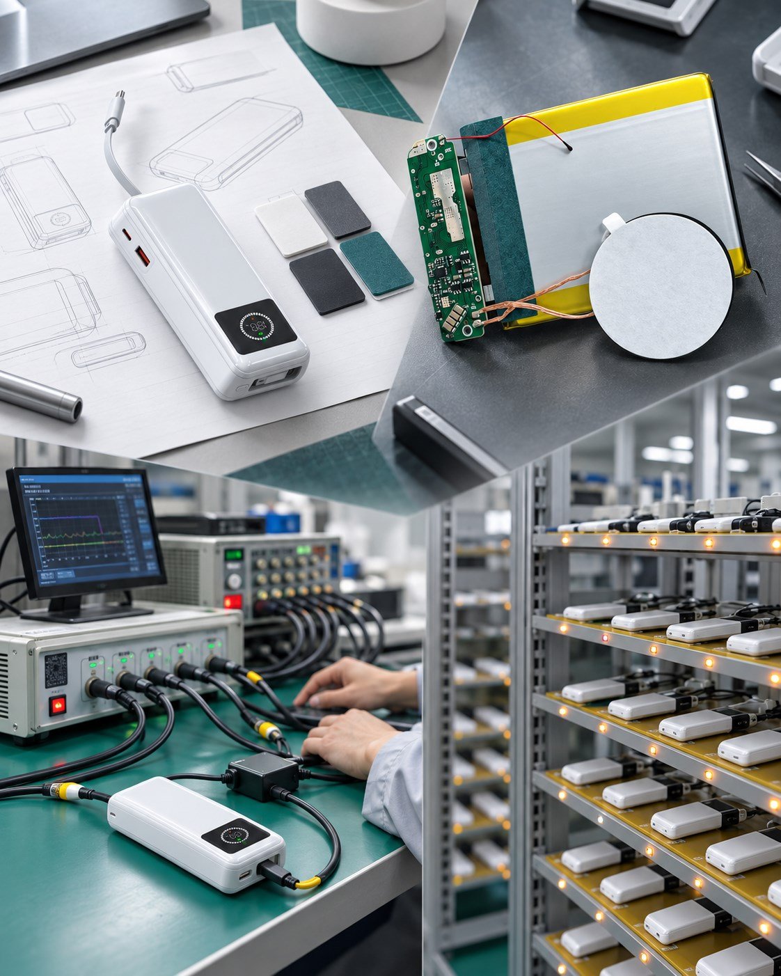 Power bank product definition, battery pack engineering, NPI validation and manufacturing execution