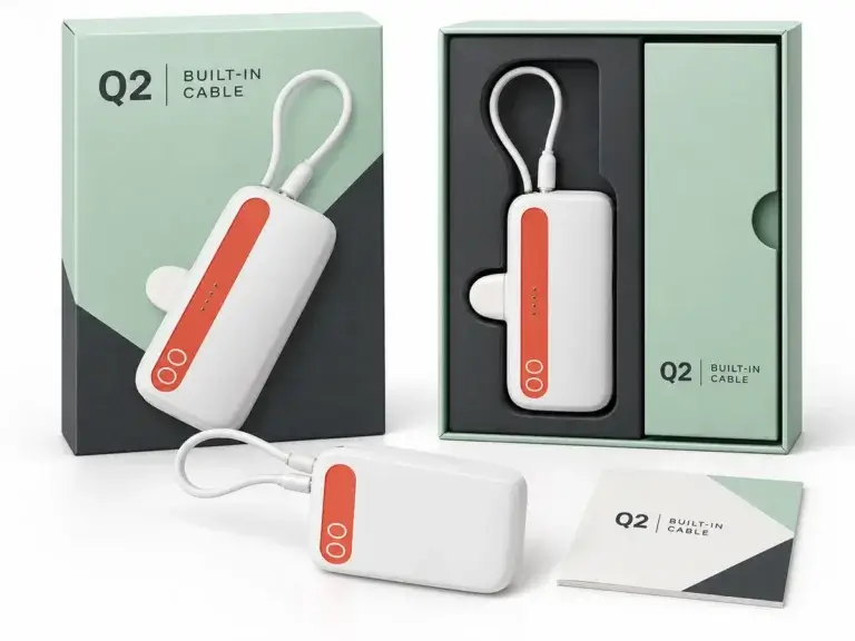 KATA Q2 compact built-in cable power bank packaging