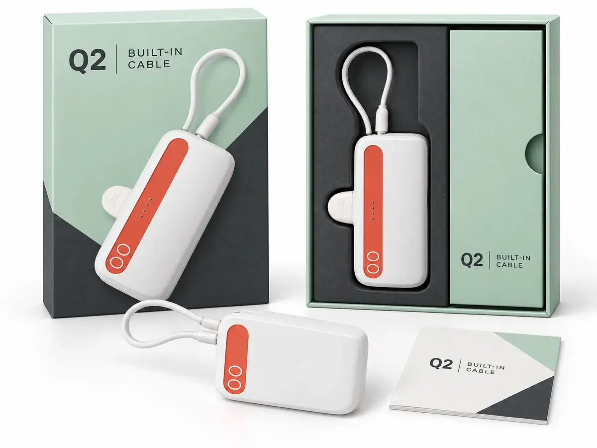 Kata Q2 compact built-in-cable power bank and retail box