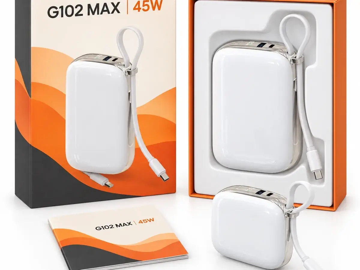 MEITUAN SQUIRREL G102Max 45W built-in-cable packaging and power bank