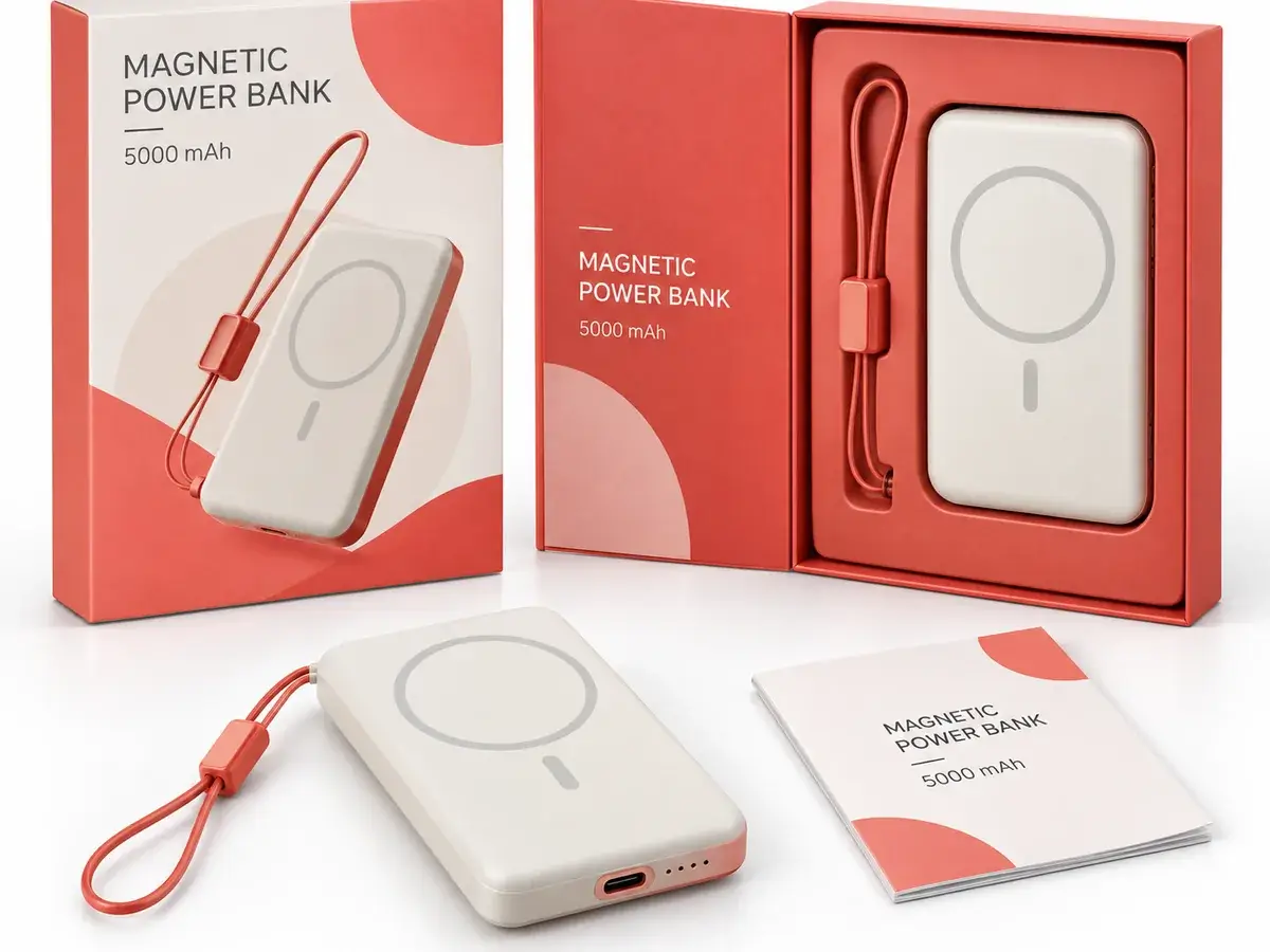 TEZO 5,000mAh magnetic power bank and retail box