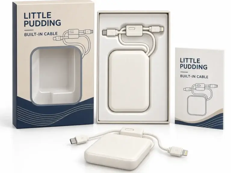 WIWU Little Pudding built-in cable power bank packaging